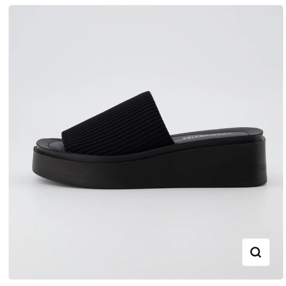 Black Platform Slide Sandals